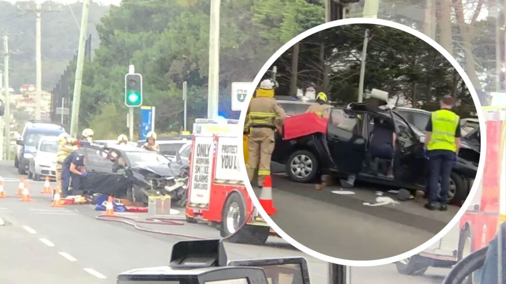 Crash blocking Clarence Street, person cut from car Pulse Tasmania
