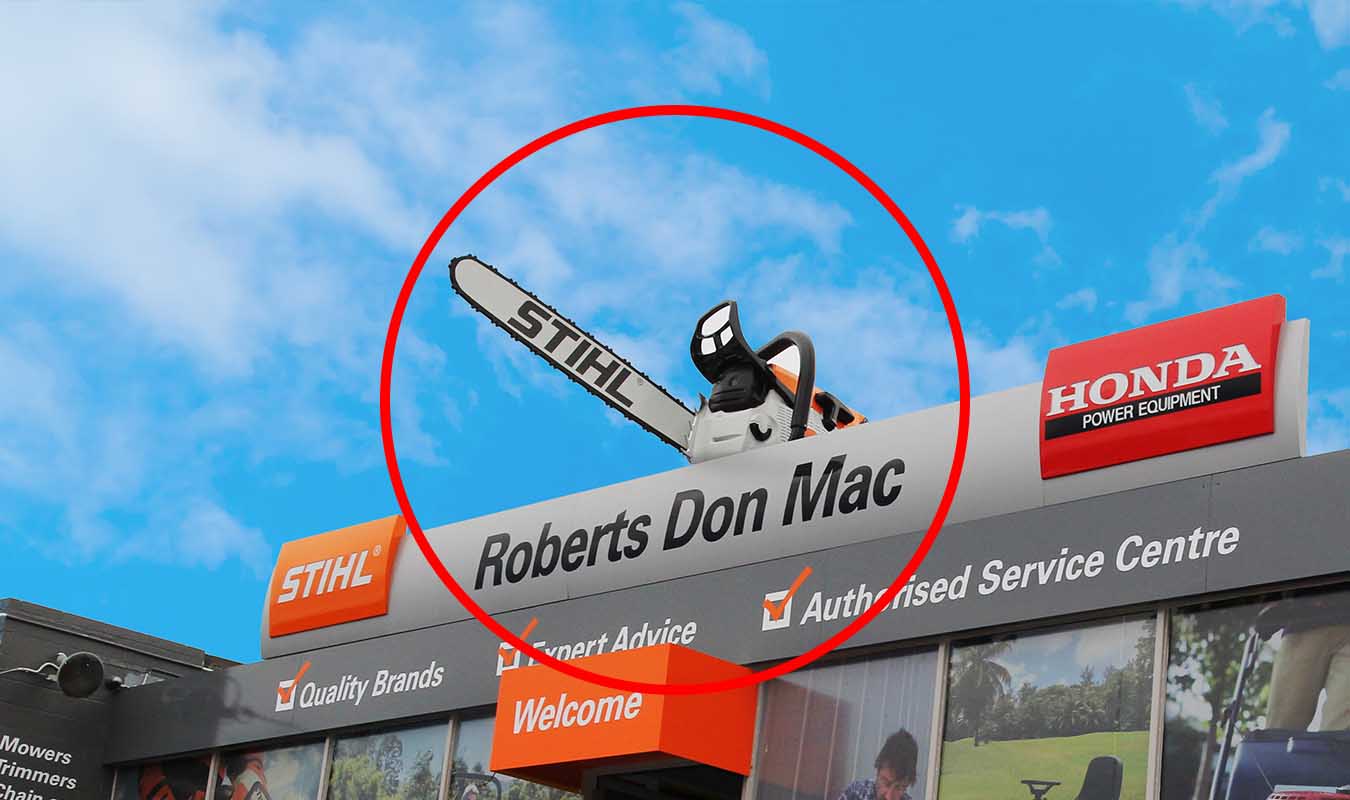 Giant 5m model chainsaw stolen from roof of Hobart business Pulse